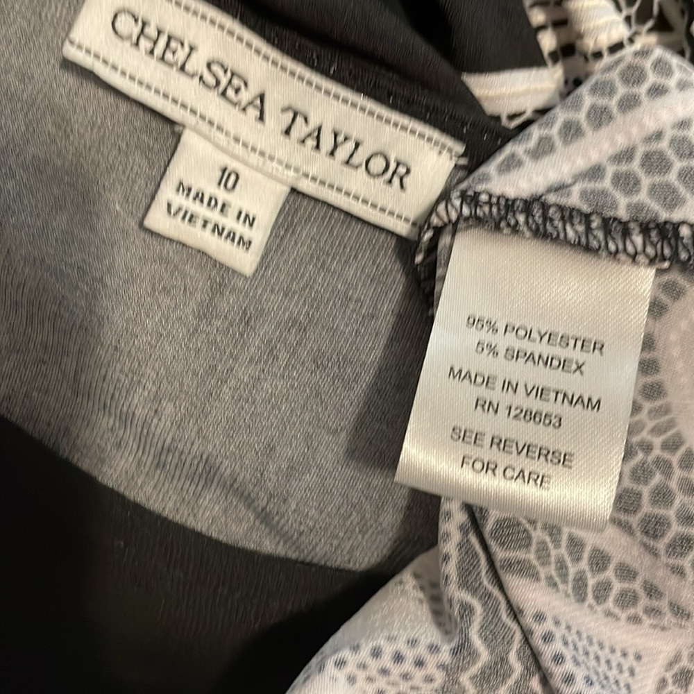 Chelsea Taylor Dress Women Size 10 Black White Dressy Embroidered Detailing - Picture 6 of 10